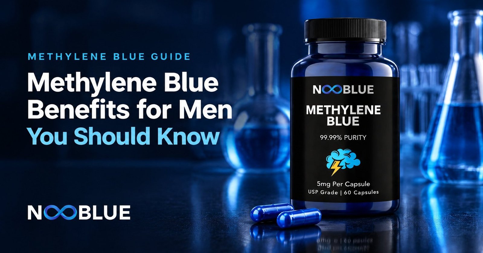 Methylene Blue Benefits for Men You Should Know – NooBlue Methylene Blue Capsules 5mg bottle