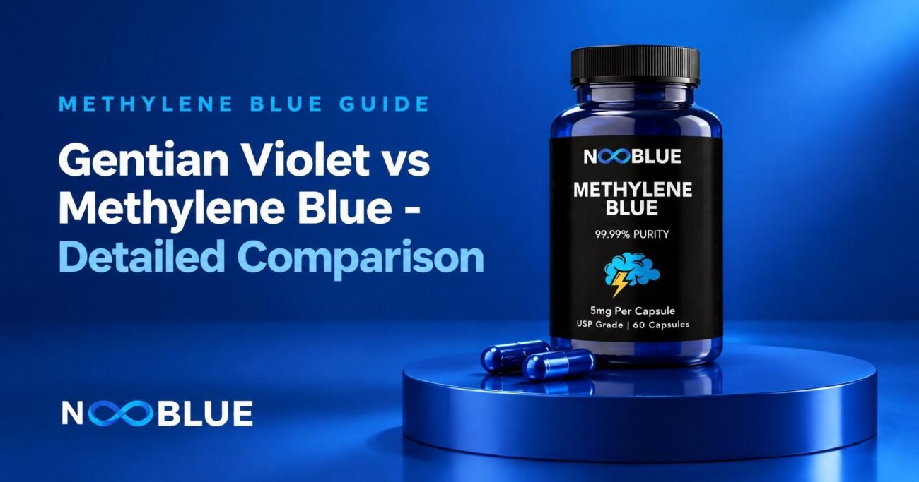 Gentian Violet vs Methylene Blue - Detailed Comparison – NooBlue Methylene Blue Capsules 5mg bottle