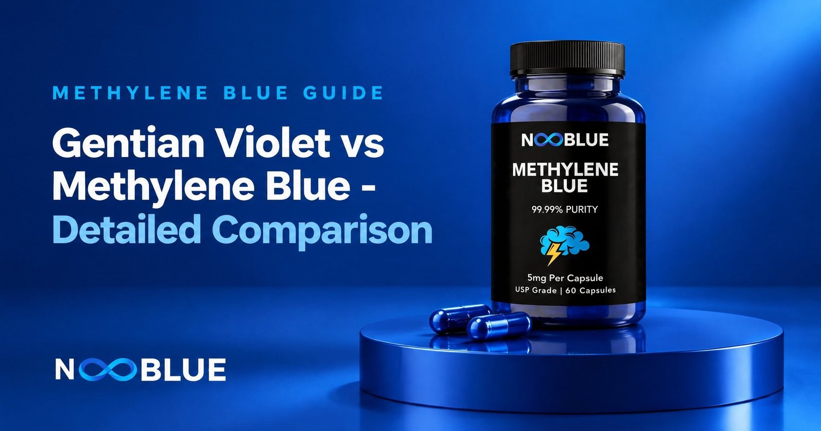 Gentian Violet vs Methylene Blue - Detailed Comparison – NooBlue Methylene Blue Capsules 5mg bottle