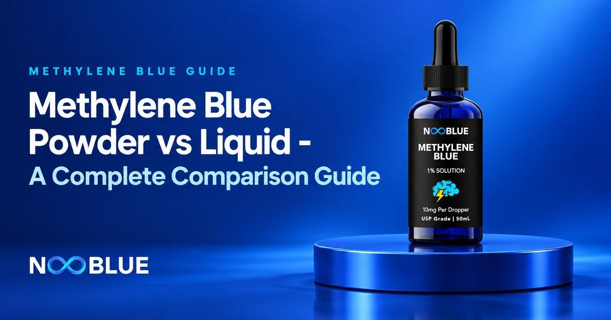 Methylene Blue Powder vs Liquid - A Complete Comparison Guide – NooBlue Methylene Blue 1% Solution dropper bottle