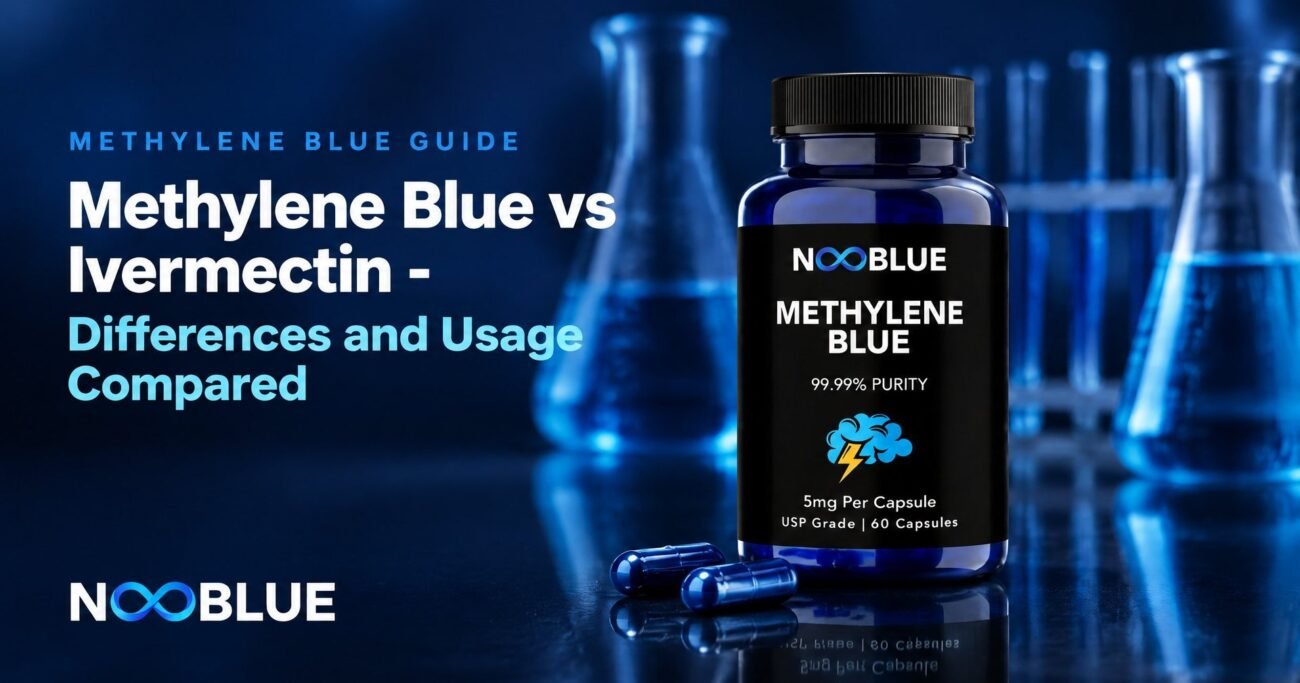 Methylene Blue vs Ivermectin - Differences and Usage Compared – NooBlue Methylene Blue Capsules 5mg bottle