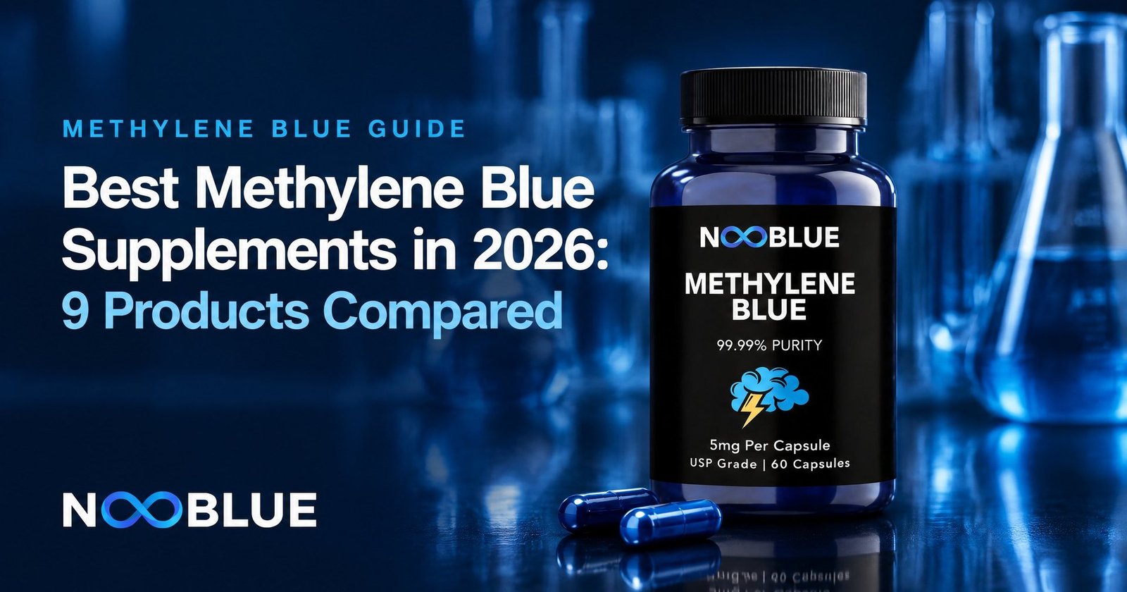 Best Methylene Blue Supplements in 2026: 9 Products Compared – NooBlue Methylene Blue Capsules 5mg bottle