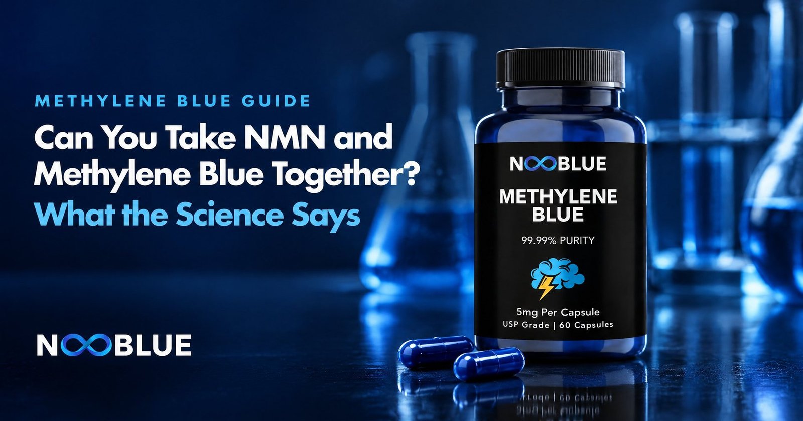 Can You Take NMN and Methylene Blue Together? What the Science Says – NooBlue Methylene Blue Capsules 5mg bottle