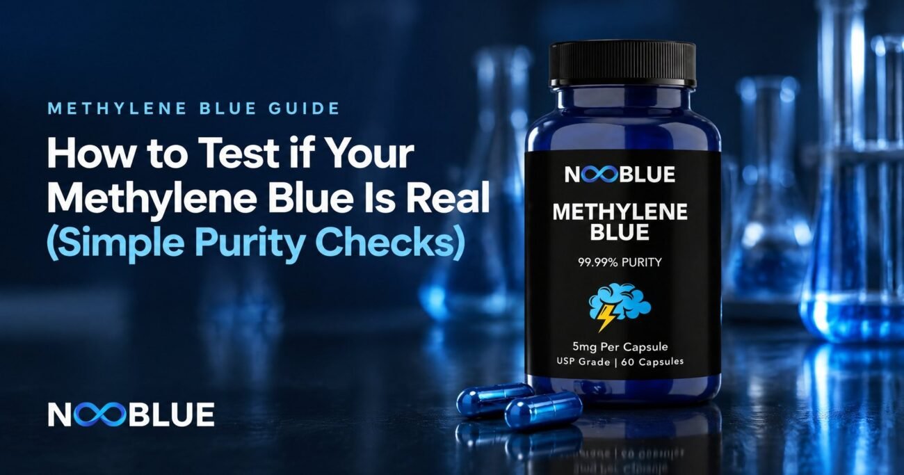 How to Test if Your Methylene Blue Is Real (Simple Purity Checks) – NooBlue Methylene Blue Capsules 5mg bottle