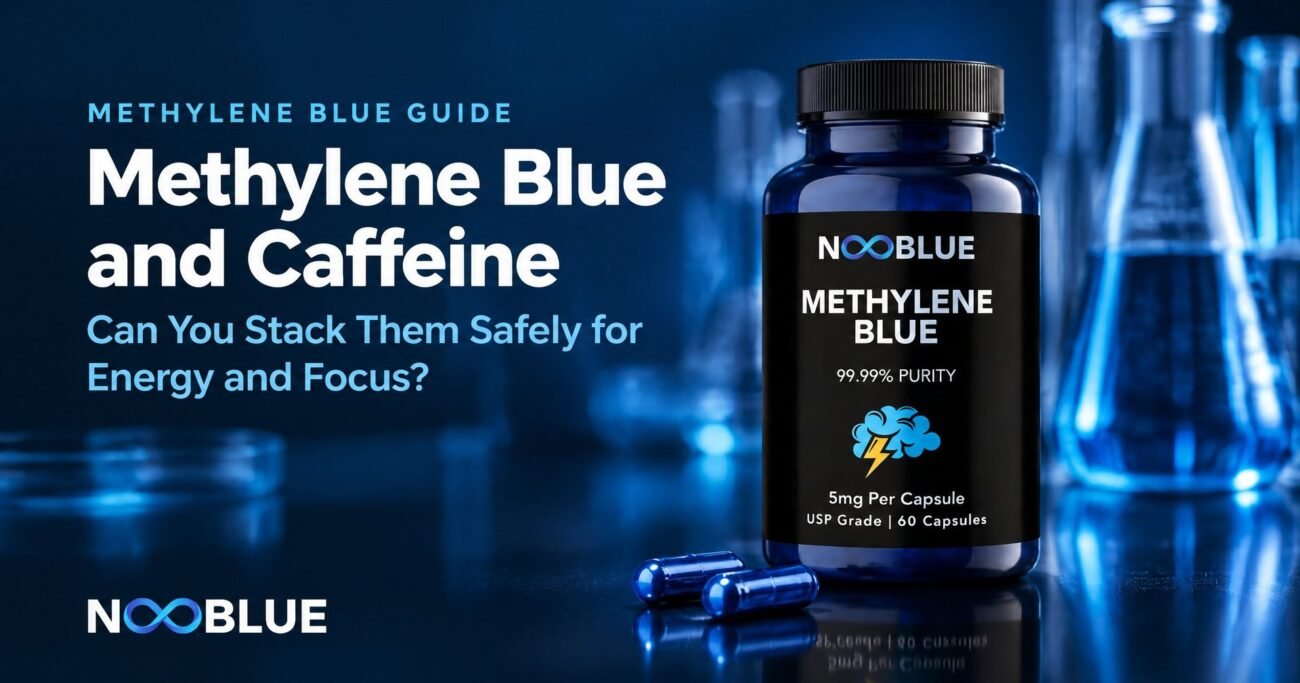 Methylene Blue and Caffeine: Can You Stack Them Safely for Energy and Focus? – NooBlue Methylene Blue Capsules 5mg bottle