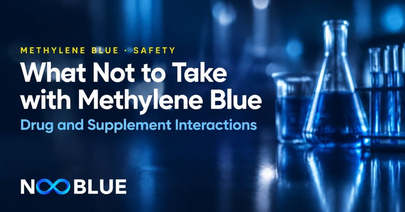 What Not to Take with Methylene Blue: Drug and Supplement Interactions – NooBlue methylene blue safety guide with laboratory glassware