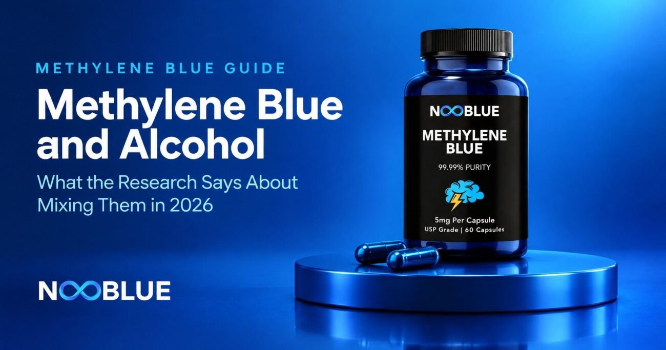 Methylene Blue and Alcohol: What the Research Says About Mixing Them in 2026 – NooBlue Methylene Blue Capsules 5mg bottle