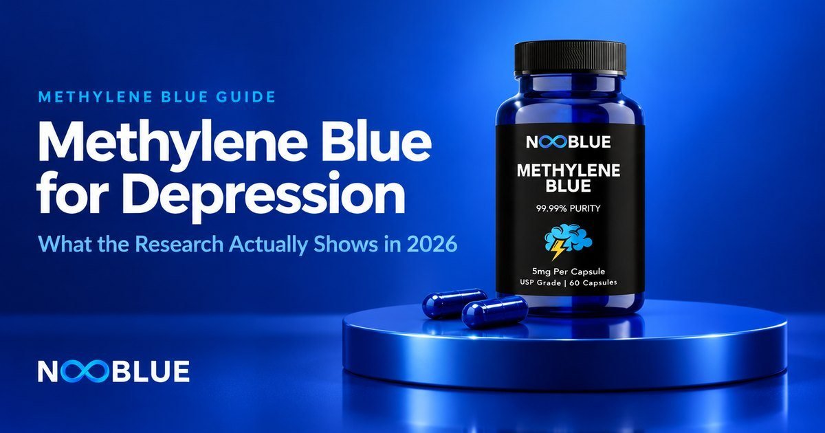 Methylene Blue for Depression: What the Research Actually Shows in 2026 – NooBlue Methylene Blue Capsules 5mg bottle