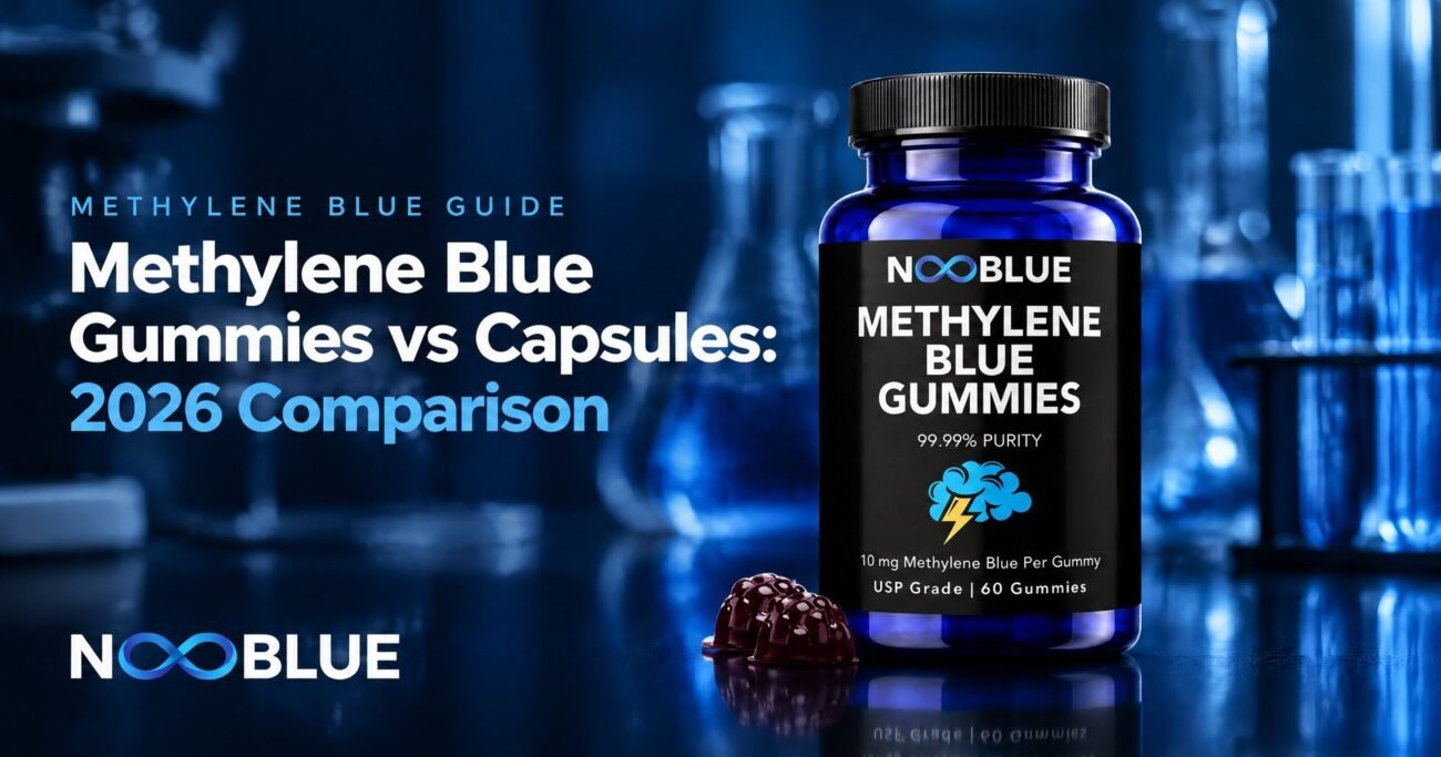 Methylene Blue Gummies vs Capsules: 2026 Comparison – NooBlue Methylene Blue Gummies bottle