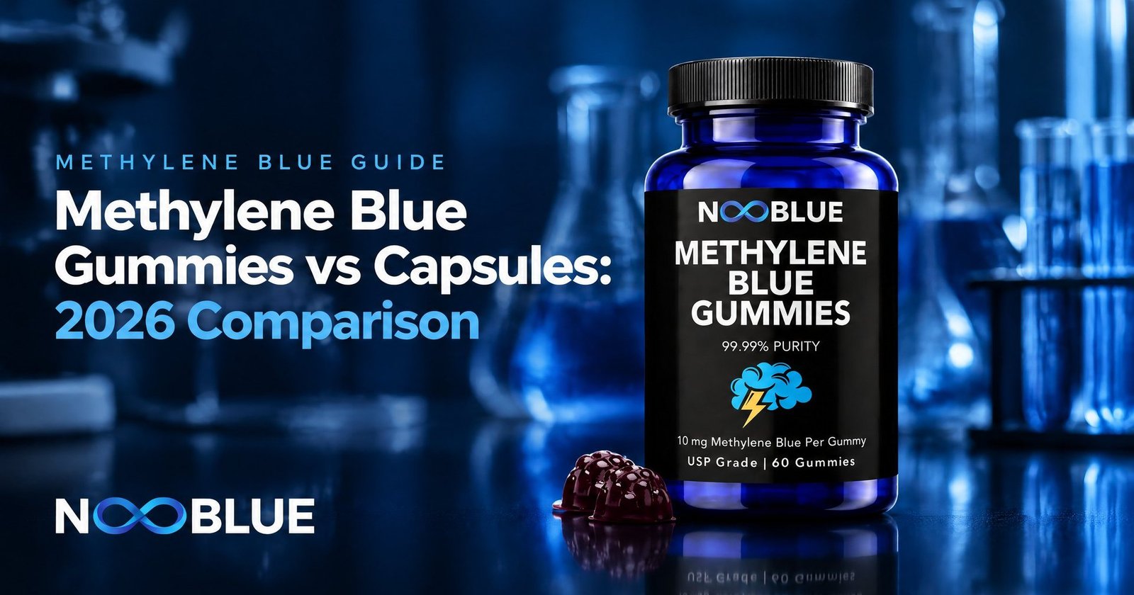 Methylene Blue Gummies vs Capsules: 2026 Comparison – NooBlue Methylene Blue Gummies bottle