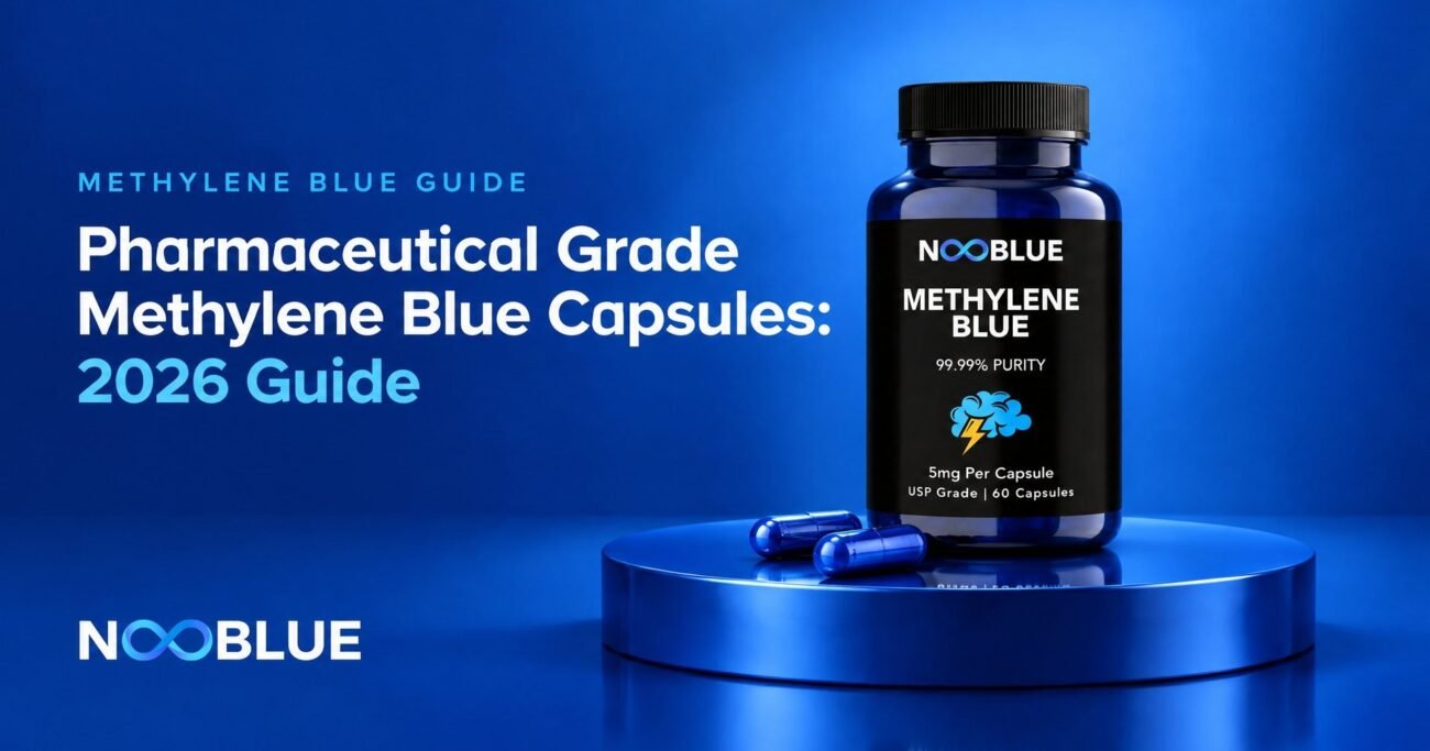 Pharmaceutical Grade Methylene Blue Capsules: 2026 Guide – NooBlue Methylene Blue Capsules 5mg bottle