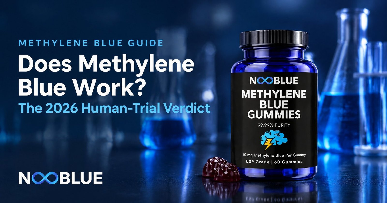 Does Methylene Blue Work? The 2026 Human-Trial Verdict – NooBlue Methylene Blue Gummies bottle