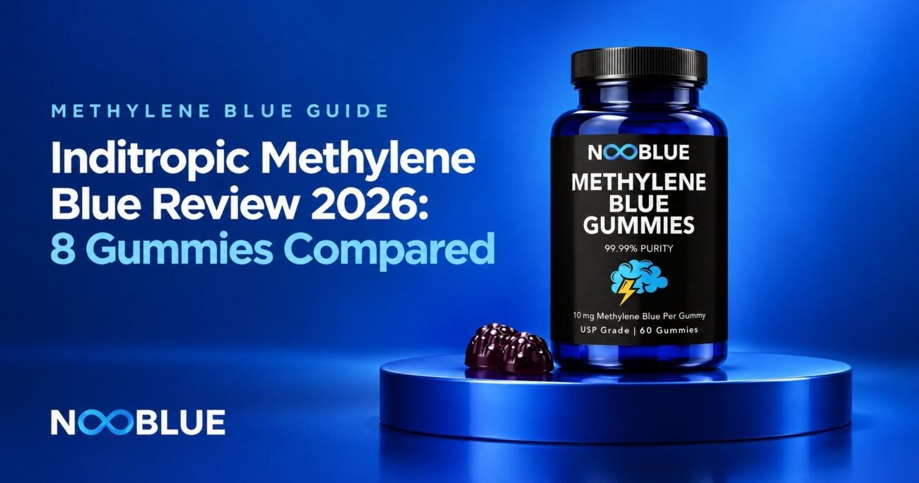 Inditropic Methylene Blue Review 2026: 8 Gummies Compared – NooBlue Methylene Blue Gummies bottle