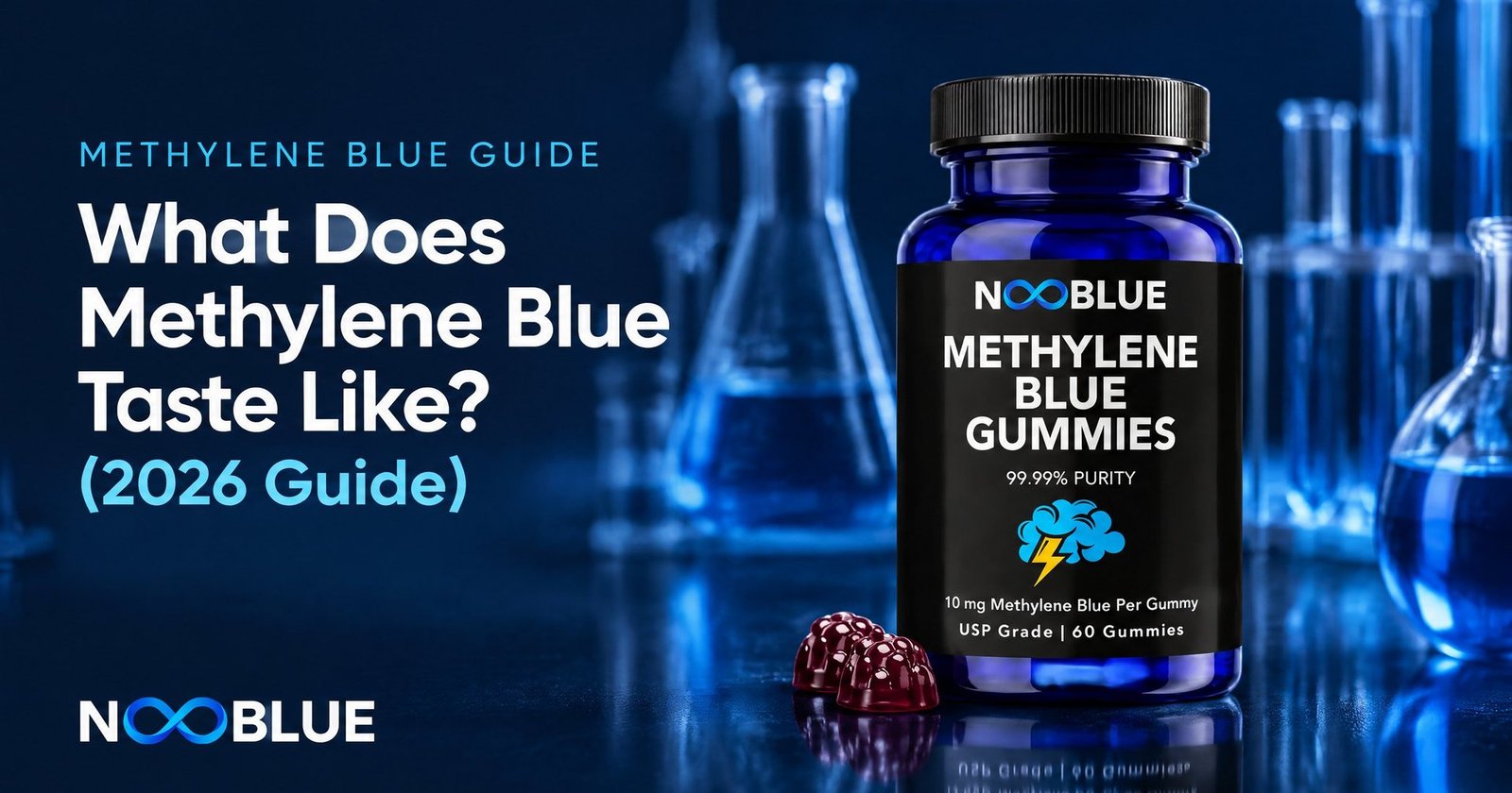 What Does Methylene Blue Taste Like? (2026 Guide) – NooBlue Methylene Blue Gummies bottle
