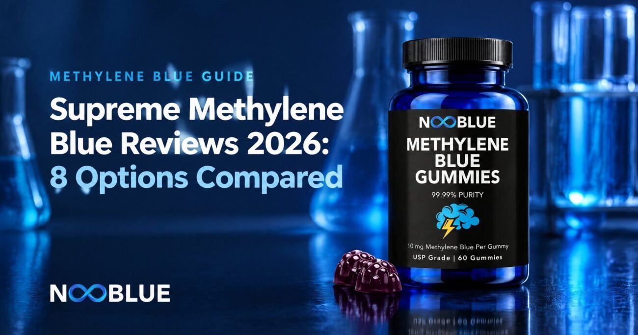 Supreme Methylene Blue Reviews 2026: 8 Options Compared – NooBlue Methylene Blue Gummies bottle